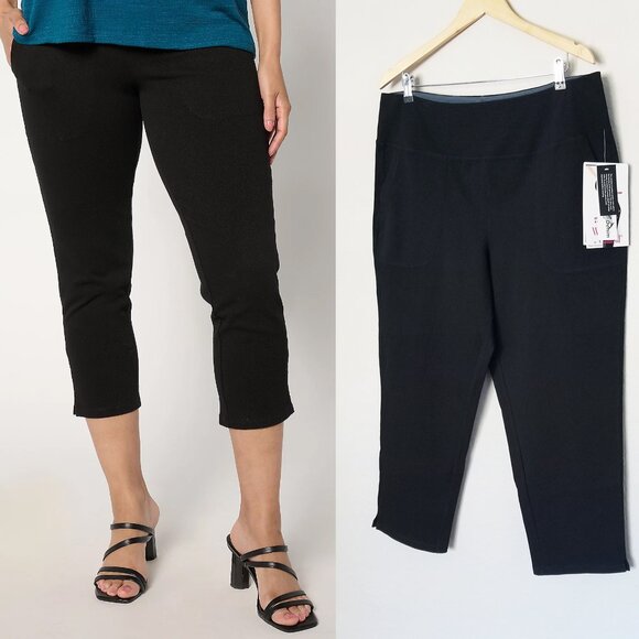 NEW Women With Control Tall Prime Stretch Denim Crop Pants Black Size XLT $63 - Picture 1 of 15
